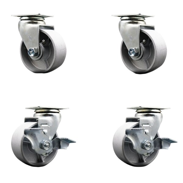 Tool Box Caster Wheel Set 4'' Semi Steel Cast Iron Swivel Casters, 4PK